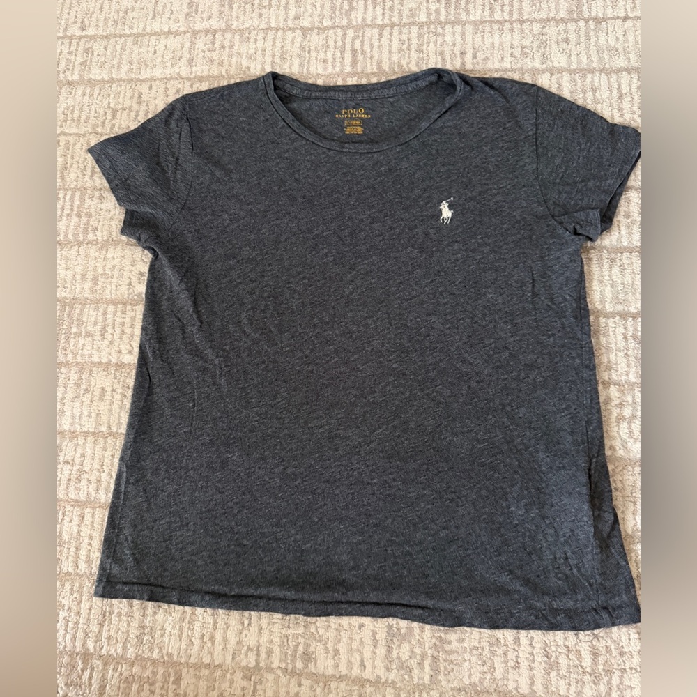 Polo by Ralph Lauren Dark Gray Baby Tee with Embroidered White Polo Pony